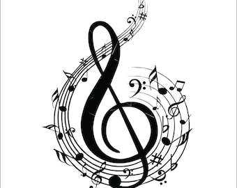 Music Notes Staff Treble Clef Wrapped Pitch Read Music Tempo Keys * cut design artwork Image ClipArt digital download eps/dxf/png/jpeg/svg