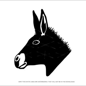 simp;e Mule Donkey Head Jackass burro Jenny Jack Male Mule Female Horse Big Ears  Sign Image ClipArt digital download eps/dxf/png/jpeg/svg