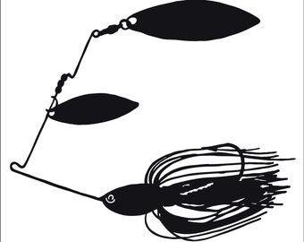 Fishing Lure Spinner Bait * Cut Sign Image ClipArt digital download eps dxf png jpeg svg