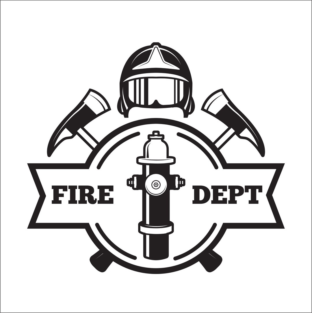 Fire Dept Sign Helmet Axe Extinguisher Firefighter Department Rescue ...