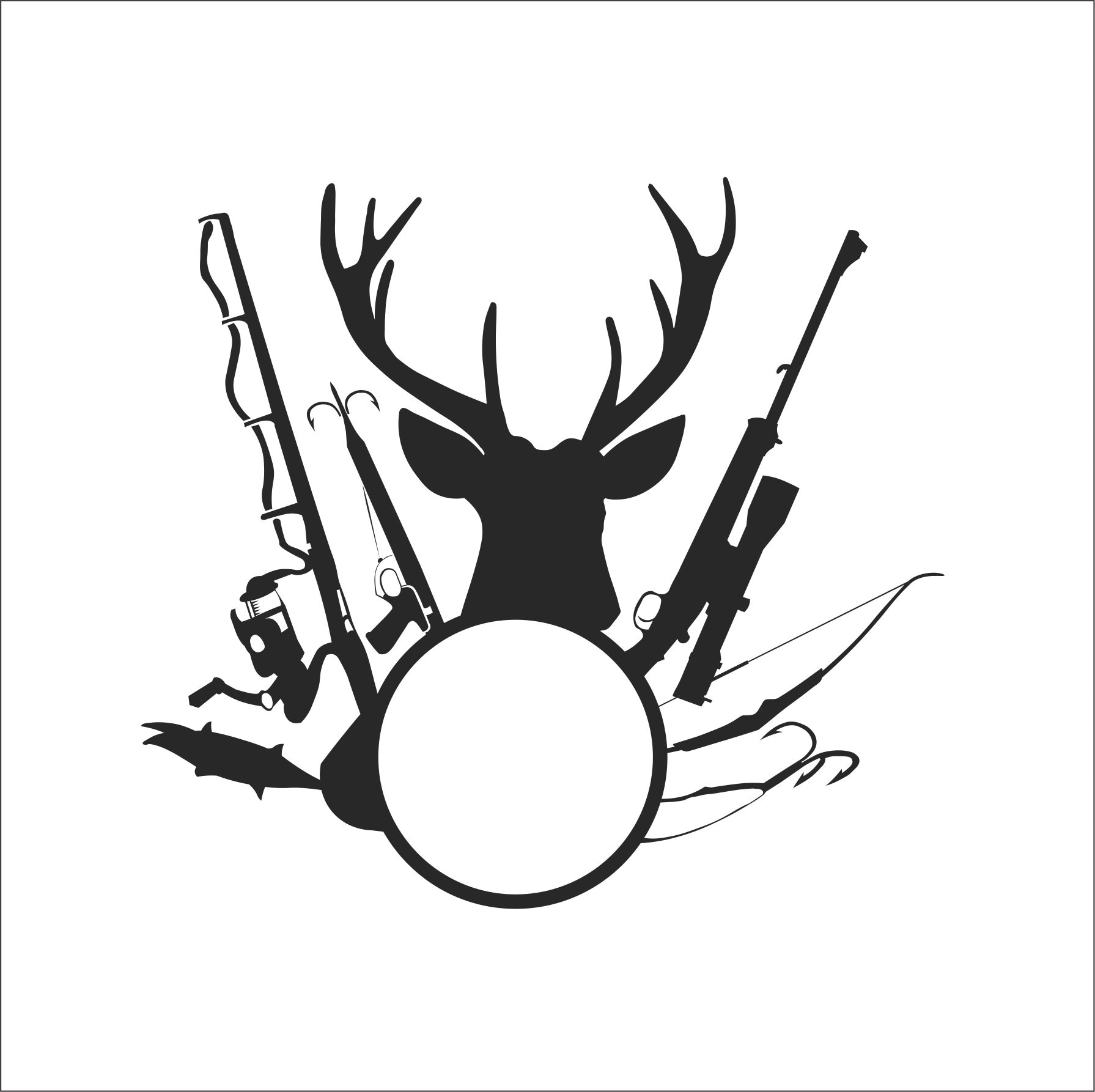 Monogram Deer Hunting Equipment Bow Fish Pole Rifle Black Silhouette Cut  Print Design Image Clipart Digital Download Eps Dxf Png Jpeg Svg 