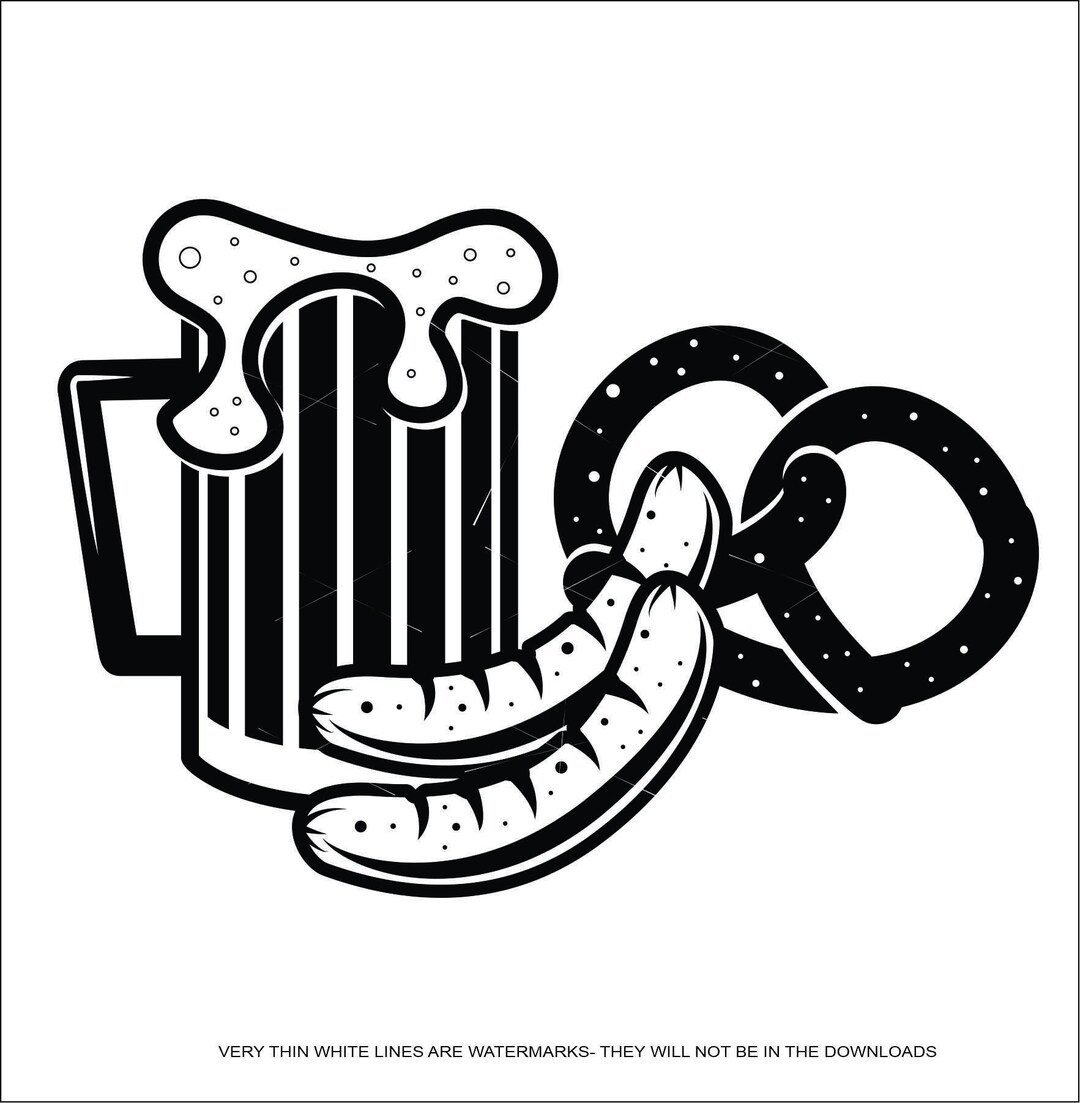 Beer Brats Pretzel Bar Food Bratwurst Foaming Ale Beer Oktoberfest Tshirt Cut Sign Image Clipart