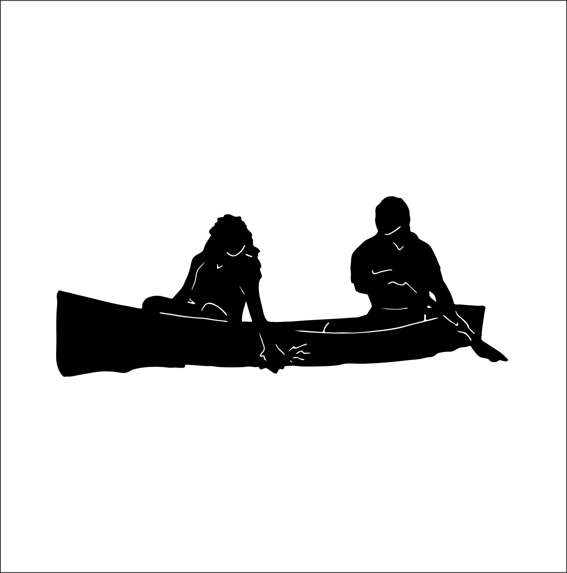 Canoe Boat Man Rowing Lady Enjoying Outdoors * Cut Sign Image ClipArt digital download eps/dxf/png/jpeg/svg