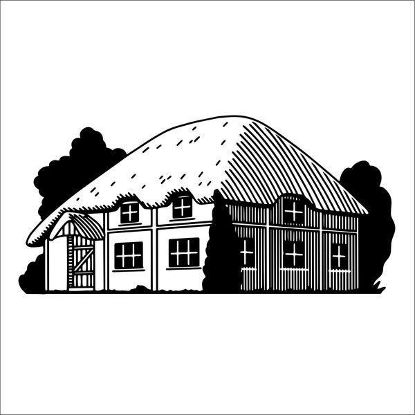 Cottage House #3 Picturesque Storybook Charm Home Real Estate  * SVG * Silhouette Cricut  ClipArt digital download eps/dxf/png/jpeg/svg