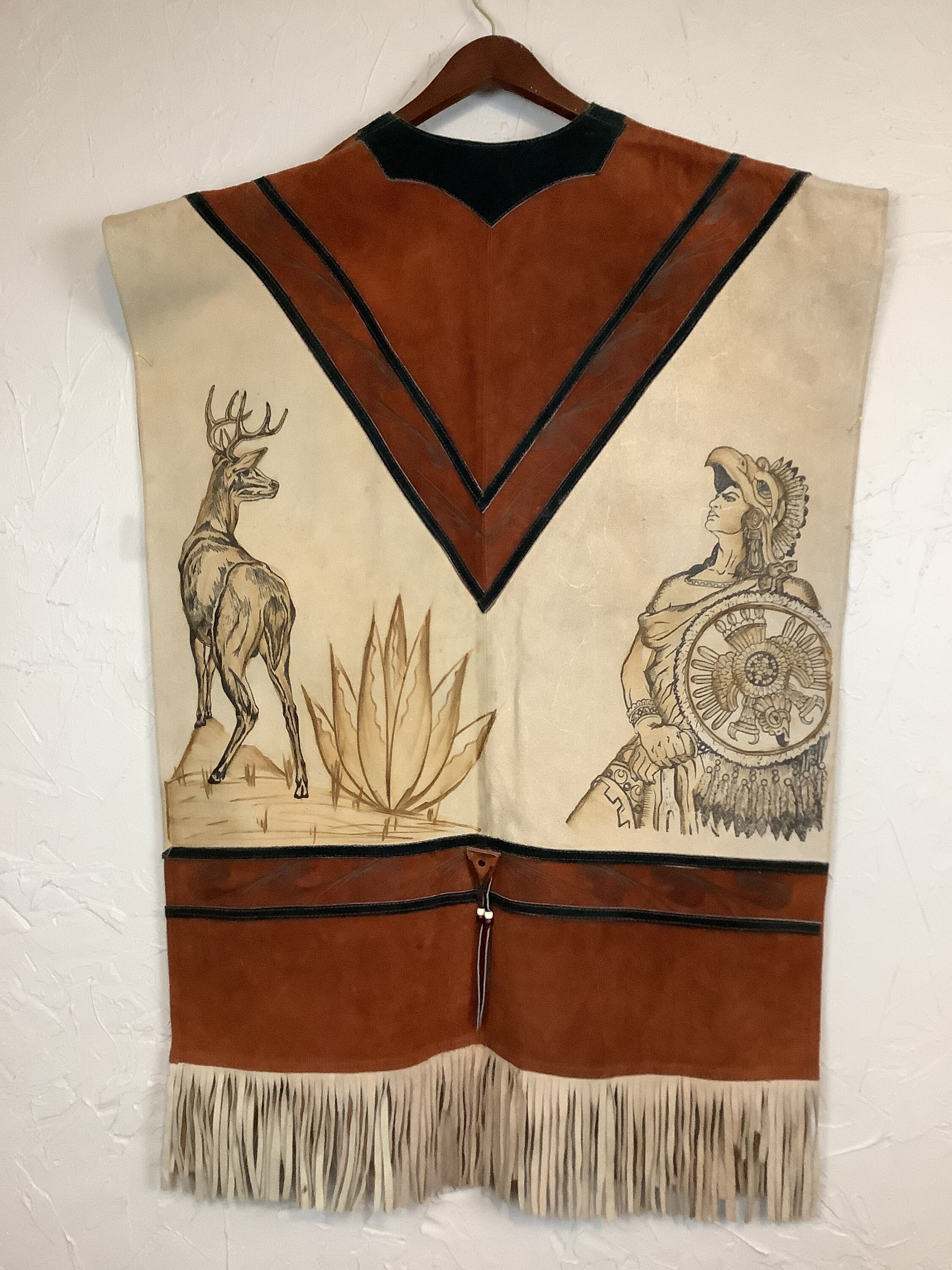 ジャケット・アウター vintage hand paint leather poncho ジャケット・アウター vintage hand paint leather poncho
