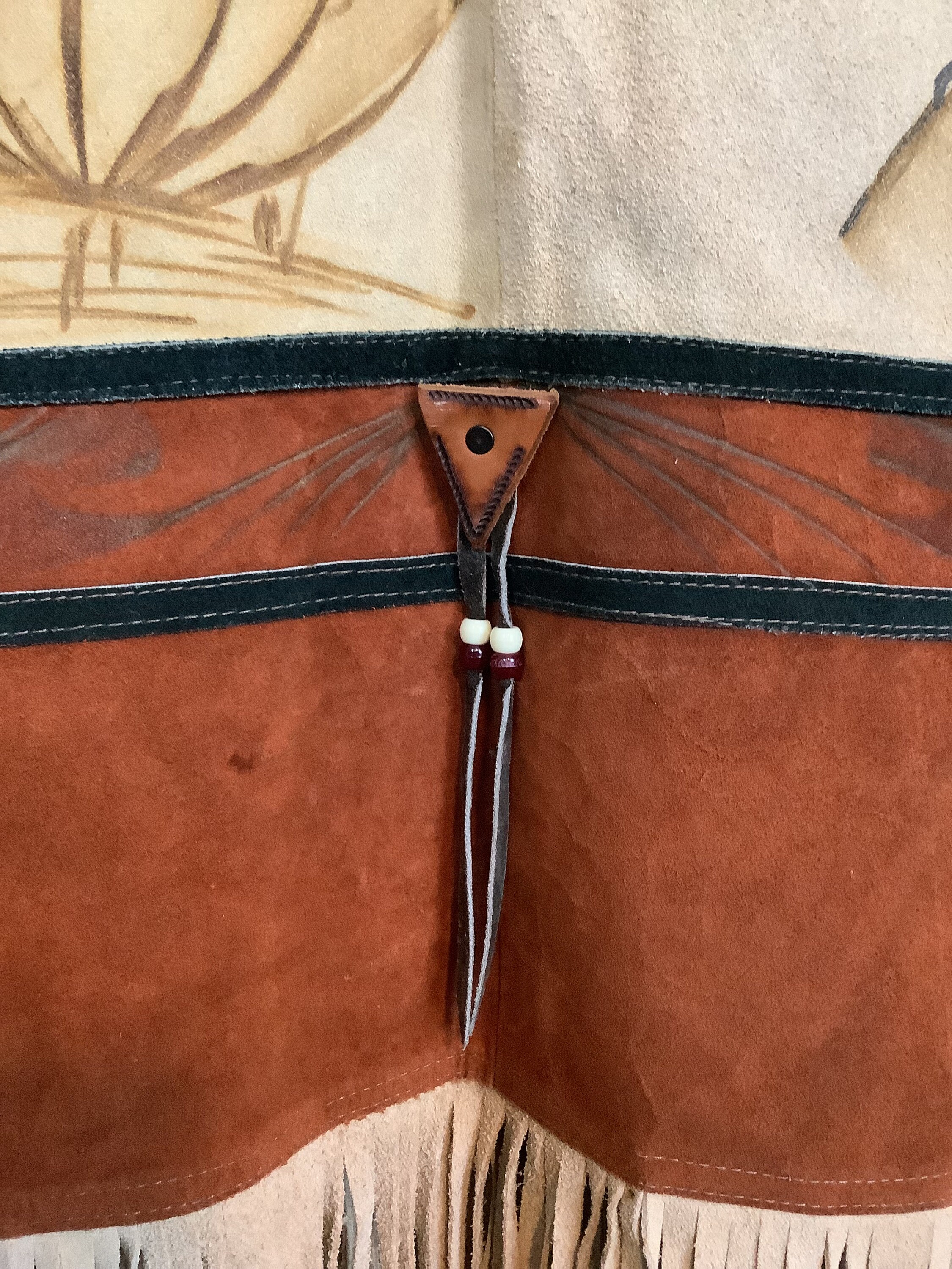 ジャケット・アウター vintage hand paint leather poncho ジャケット・アウター vintage hand paint leather poncho