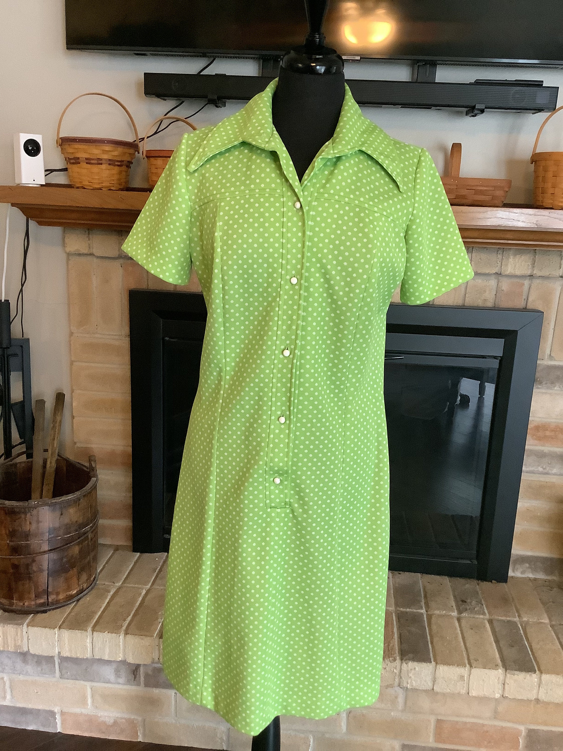 Robe verte a pois des annees 1960 Etsy France