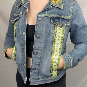 Custom embroidered denim blue jean jacket