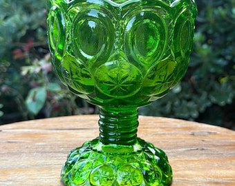 Vintage kanawha glas groene maan en ster compote snoepschaaltje