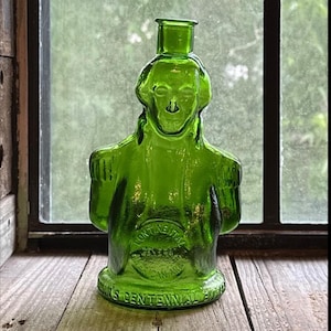 Vintage Green Wheaton Glass George Washington Bottle