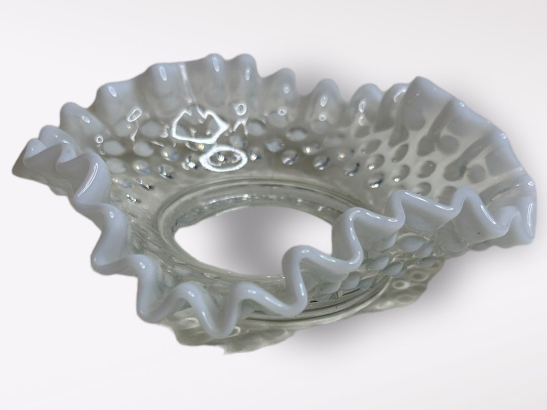 Vintage Fenton Opalescent Hobnail Glass Ruffled Edge Candy Nut Dish ...
