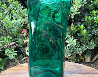 Vintage Green Emerald Blenko Bag Vase 8813M