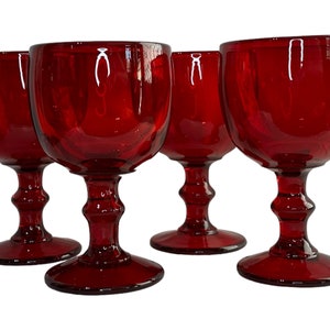Set of 4 Hoffman House Ruby Tall Water Goblets by Imperial Glass