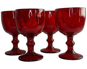 Set of 4 Hoffman House Ruby Tall Water Goblets by Imperial Glass