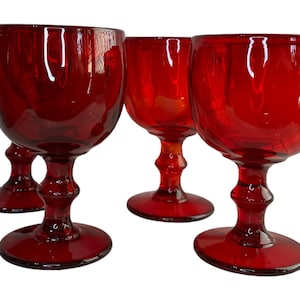 Set of 4 Hoffman House Ruby Tall Water Goblets by Imperial Glass