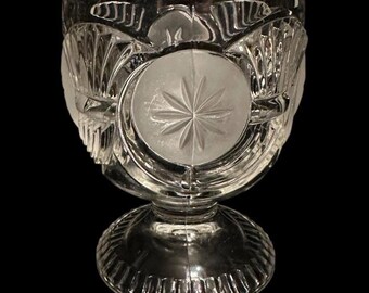 Azucarero de cristal antiguo con forma de cuerno de la abundancia EAPG sin tapa