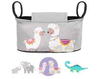 Stroller Organizer - Alpaca I 6 motifs to choose from I Stroller Bag I Children's Buggy Bag with Wet Wipe Dispenser I Baby Stroller Bag