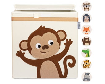 Toy box - 15 motifs to choose from I Storage basket Children's room I Kallax Box (33x33x33) Children I Toy chest with lid - monkey