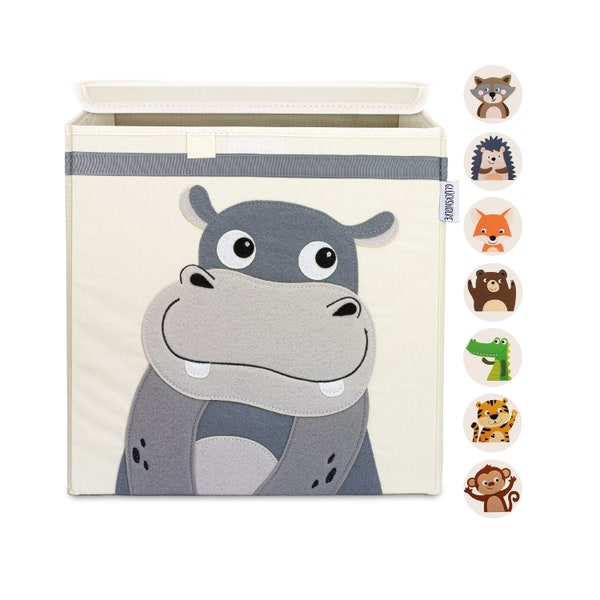 Spielzeugkiste - Hippo I 15 Motive zur Auswahl I Dschungel Aufbewahrungsbox Kinder I Spielzeug Kiste (33x33x33) Box Einsatz für Kallax Regal