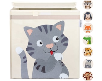 Spielzeugkiste - 15 Motive zur Auswahl I Spielzeug Aufbewahrung Kinderzimmer I Kallax Kisten (33x33x33) Kinder I Box mit Deckel - Katze