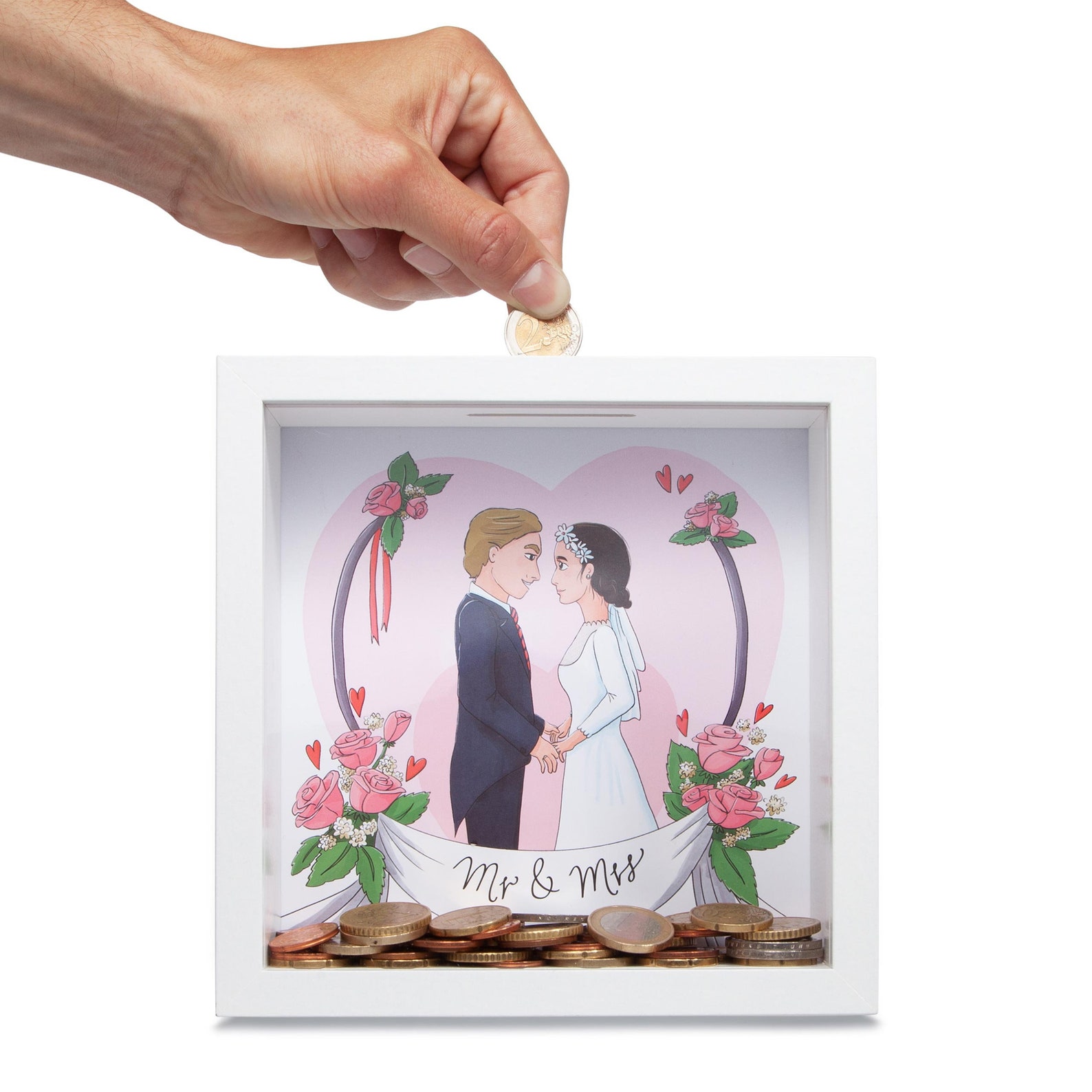 Schwebender Bilderrahmen „Mr & Mrs“ – Drehbarer Hochzeitsrahmen Für 2 Fotos (10,2x15,2 Cm), Geschenk Für Brautpaare