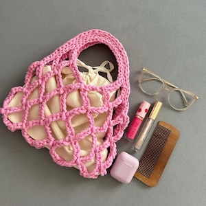 Handmade Crochet Net Bag | Chunky Crochet String Bag | T-shirt yarn crochet bag | Streetwear bag | Gift for her | Bag for summer