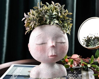Stunning Indoor Outdoor Planters Nordic Inspired Creative Minimalistic Face Pots Ceramic Art Sculpture Flower Pot Decorative Plant pot