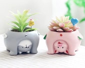 Adorable Animal Inspired Ceramic Plant Pots Succulent Cacti Planter Cute Upside Down Zoo Animal Flower Pots Garden Desktop Living Room