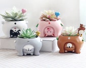 Adorable Animal Inspired Ceramic Plant Pots Succulent Cacti Planter Cute Upside Down Zoo Animal Flower Pots Garden Desktop Living Room