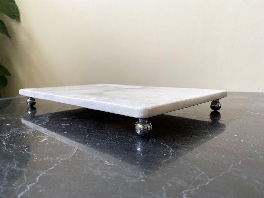 White Marble Stand 12x25cm Service Tray Stone Riser Service Riser