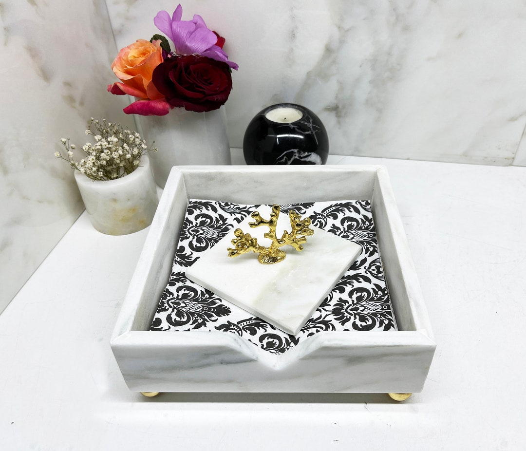 Calacatta Napkin Holder, Modern Marble Napkin Holder for Table