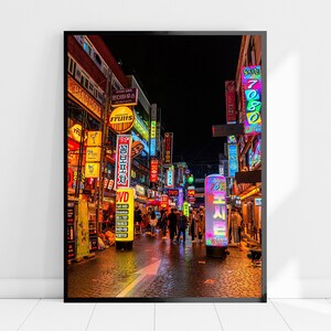 Seoul Wall Art Cyberpunk South Korea Poster Seoul night street Print South Korea Wall Art South Korea Print Seoul Poster