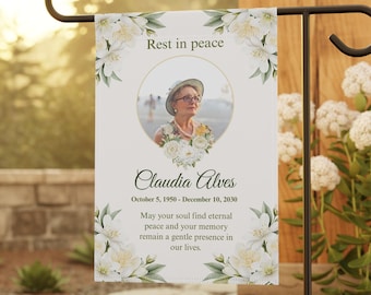 Rest in Peace Garden Flag 12x18 | Custom Photo Memorial Yard Flag with Quote | Personalized Sympathy Gift