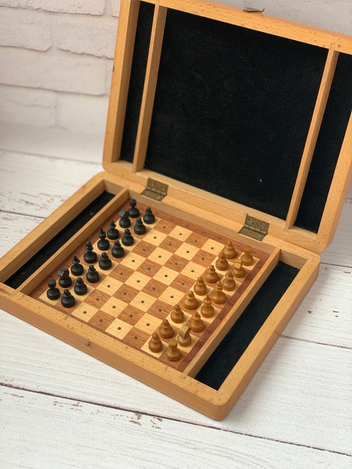 Wooden Travel Chess set Vintage Wooden Chess 80s Soviet Etsy