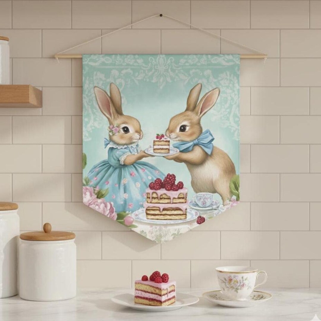 Easter Bunny Kitchen Wall Decor, Cottagecore Wall Hanging, Vintage ...