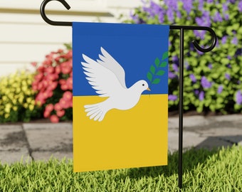 Ukraine Garden Flag, Ukraine Flag Yard Sign, Ukraine Garden Banner, UA Flag With Peace Dove, Ukraine Flag House Banner.