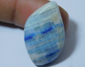 Handcraft Loose Stone For Jewelry Making Top Quality Blue Scheelite Cabochon Genuine Natural Blue Scheelite Gemstone 84 Ct 44X30 mm #4681