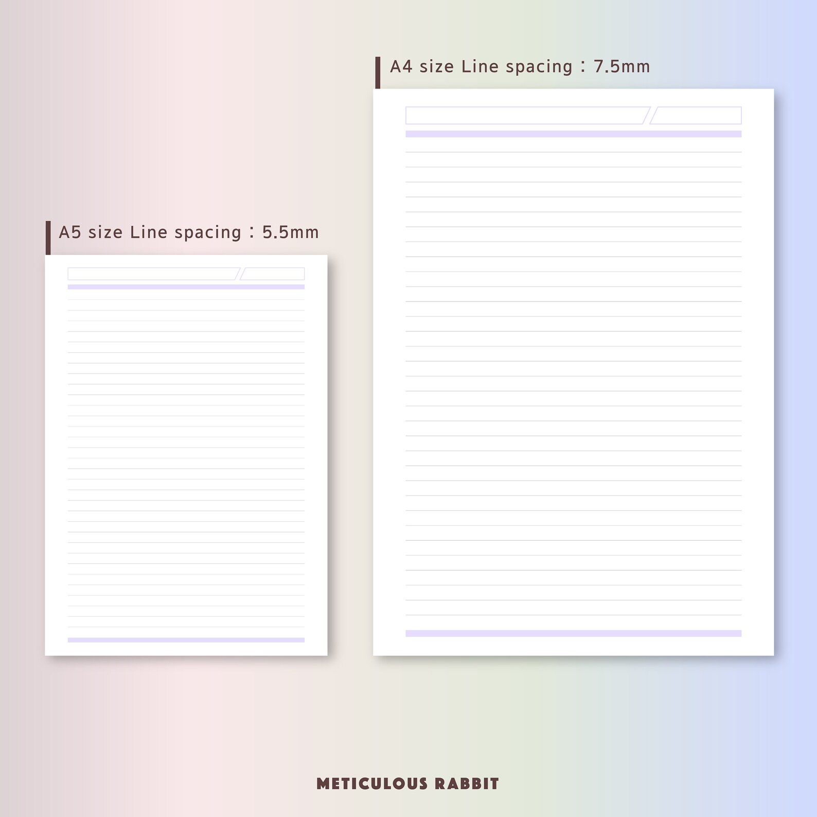 Lined Notes A5 size A4 size Printable template SIMPLE Note | Etsy