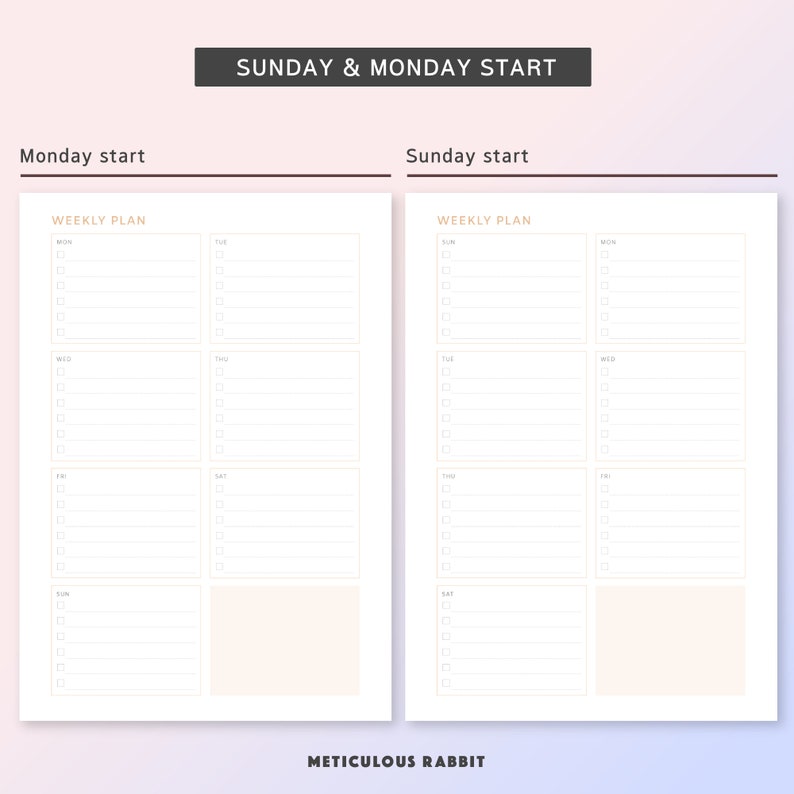 Digital&printable Weekly Planner Template A5A4 Size IPAD Etsy