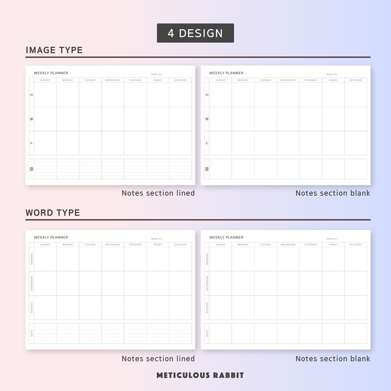 Digital&printable Weekly Planner Template A5A4 Size IPAD Etsy