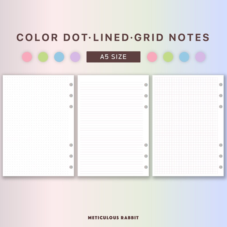 Dot Grid Lined Paper Planner Inserts Printable Writing Paper Etsy