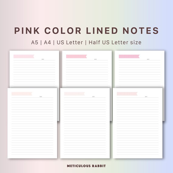lined notes printable template lined paper simple note etsy