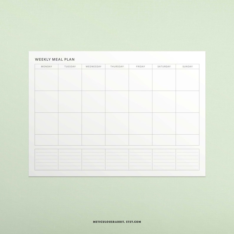 Digital&Printable Weekly Meal planner template A5A4 size | Etsy