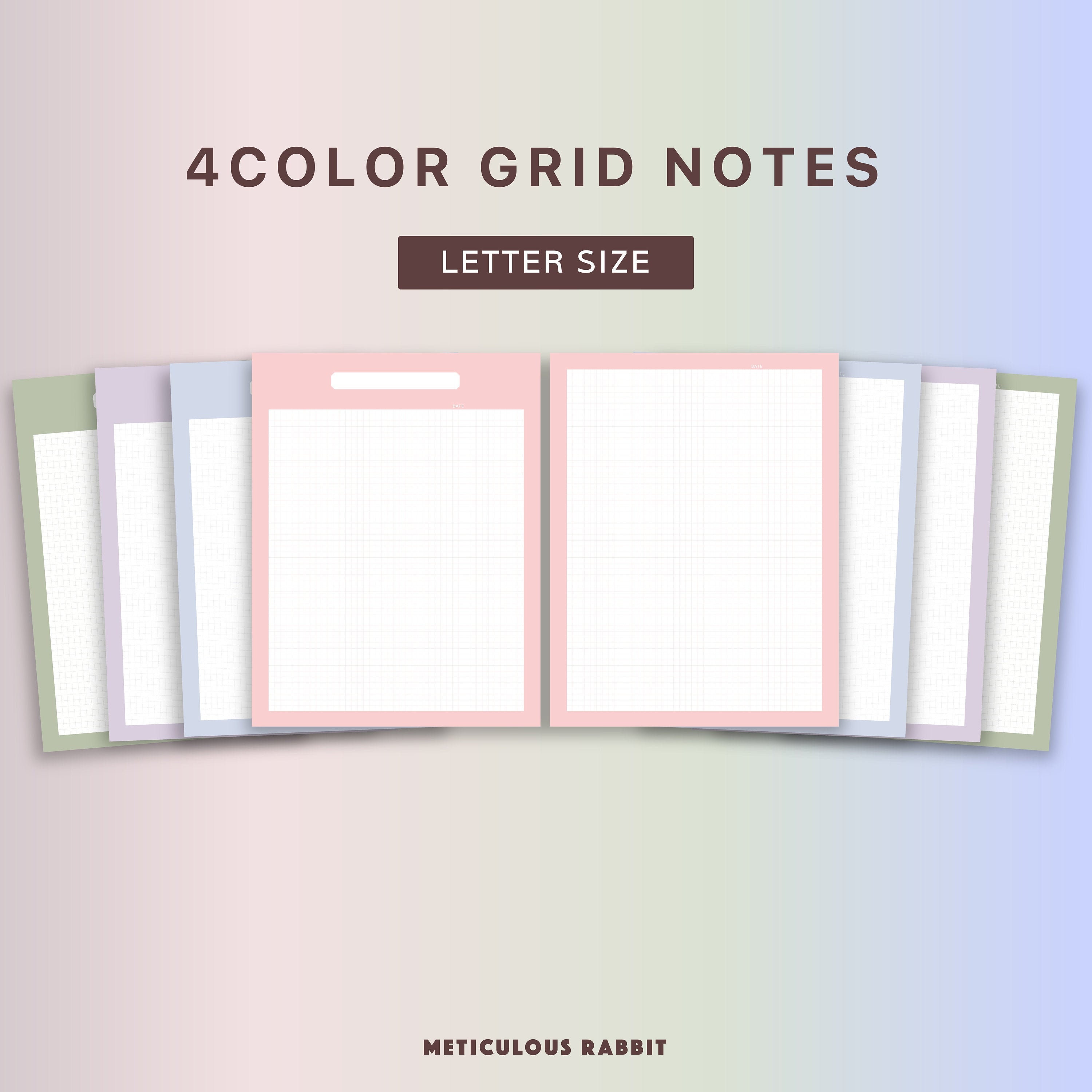 grid notes printable letter size study notes paper lecture etsy