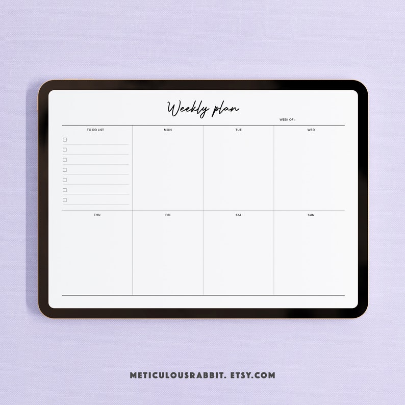 Weekly Planner Letter Size Printable Digital Weekly Planner Etsy