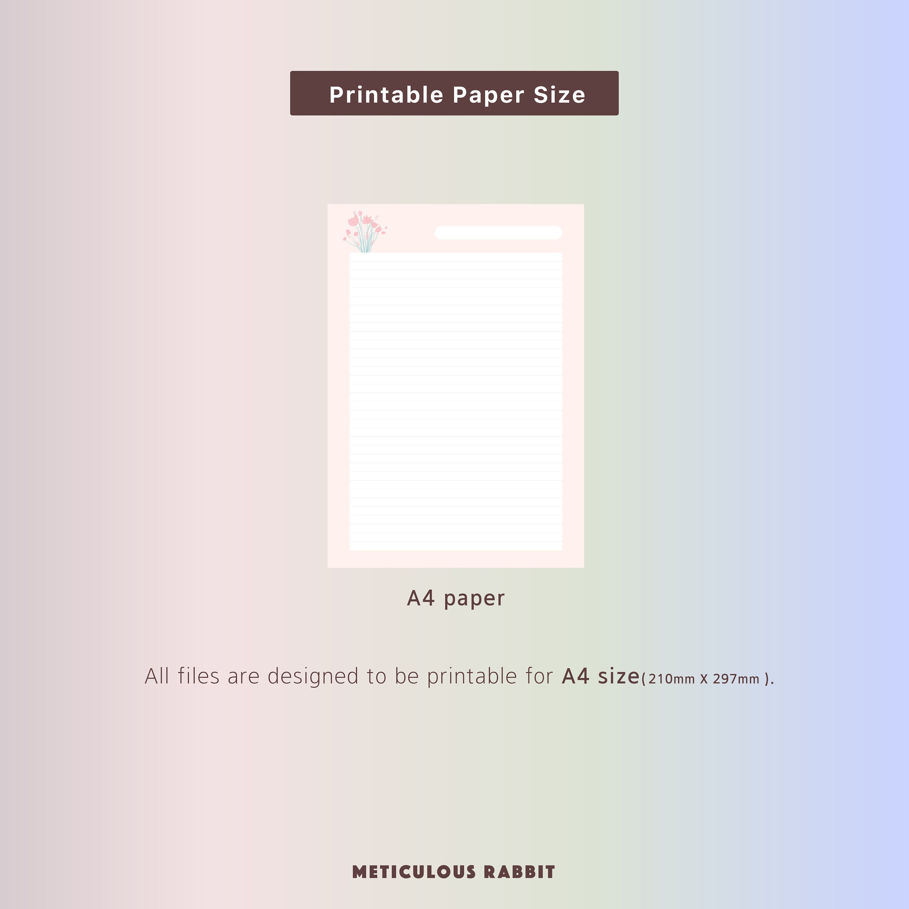 Blank Grid Lined Notepad A4 size printable Study notes paper Etsy