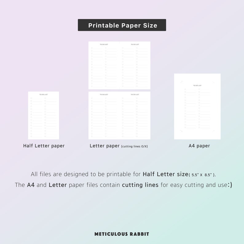 To Do List Planner Printable Half Letter Size to Do List Etsy