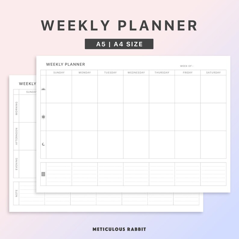 Digital&printable Weekly Planner Template A5A4 Size IPAD Etsy