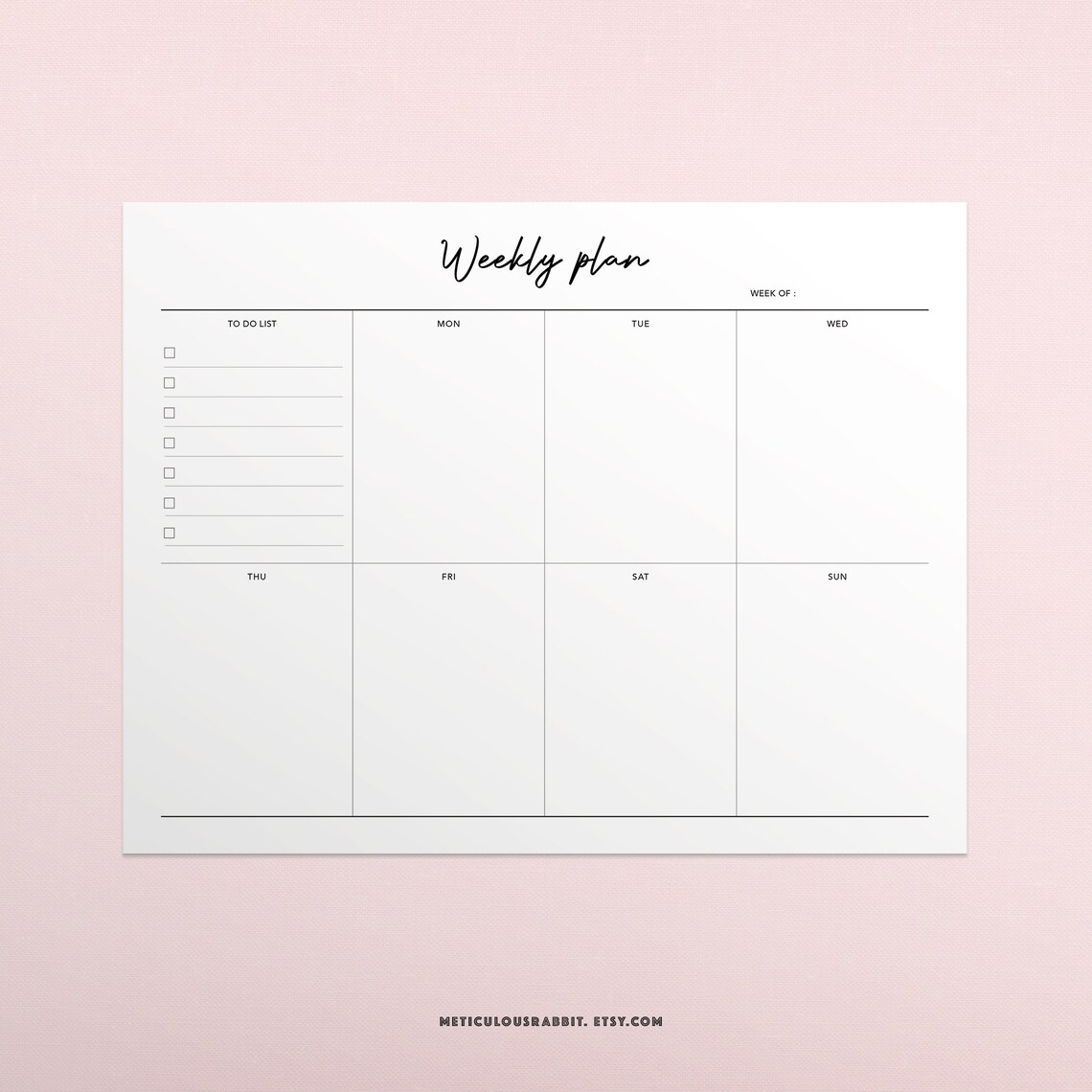 Weekly Planner Letter Size Printable Digital Weekly Planner Etsy