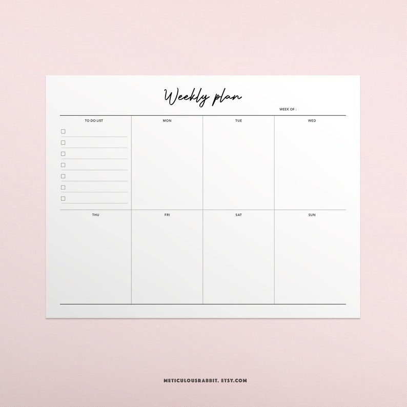 Weekly Planner Letter Size Printable Digital Weekly Planner Etsy